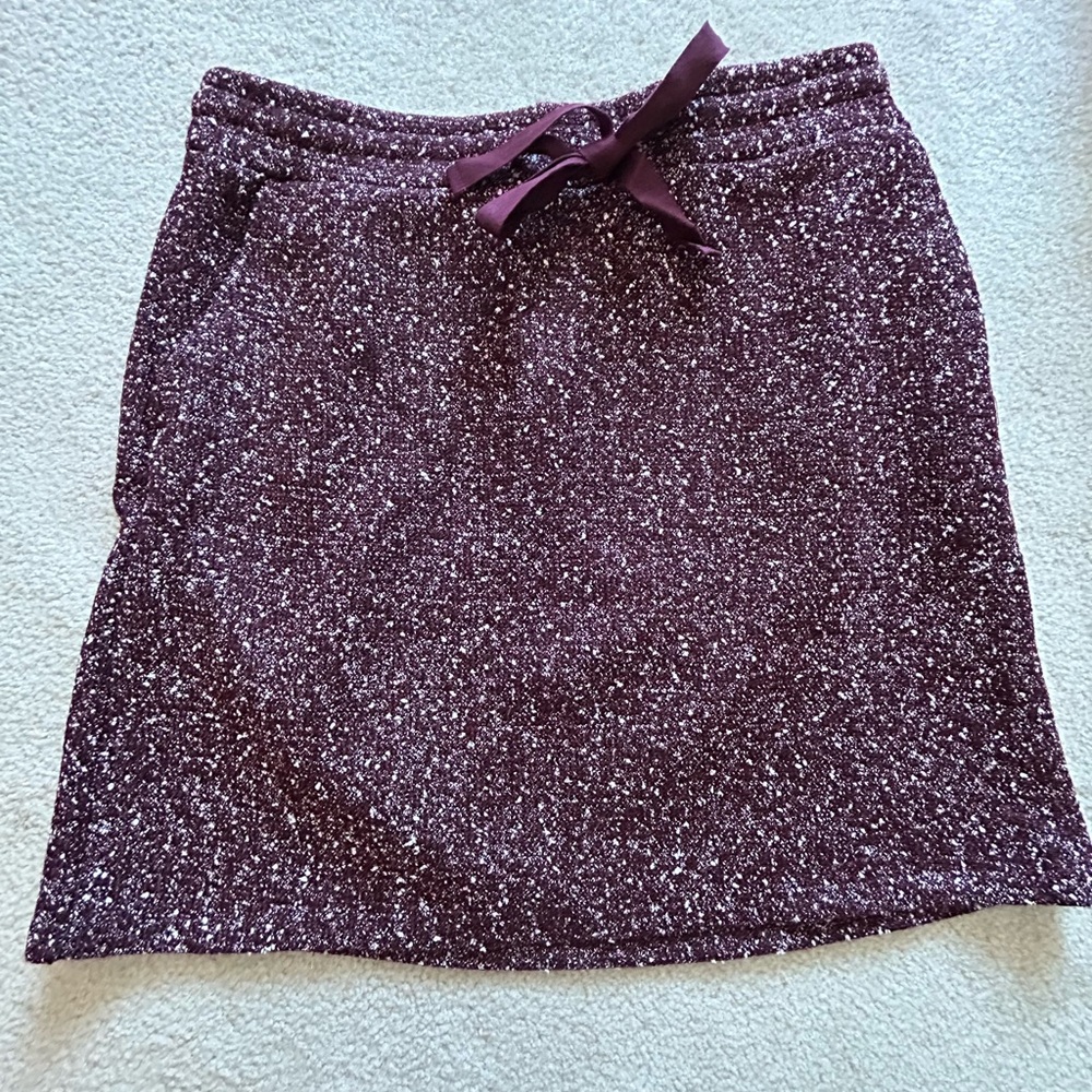LOFT Maroon Textured A-Line Skirt